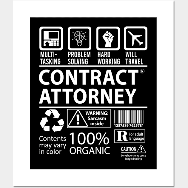 Contract Attorney T Shirt - MultiTasking Certified Job Gift Item Tee Wall Art by Aquastal